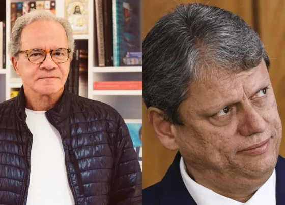 O empresário Nelson Tanure, apontado como sócio oculto do Banco Master e Tarcísio de Freitas, governador de São Paulo