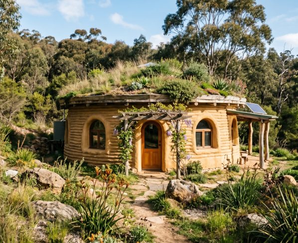 Construção sustentável de baixo custo usando a técnica de superadobe.
