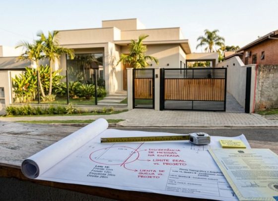 Casal compra terreno para construir a casa dos sonhos, termina a obra e, ao instalar o portão definitivo, descobre divergência entre a frente usada na construção e a matrícula