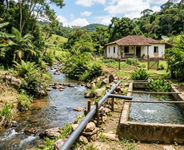 Família compra chácara com córrego e decide desviar parte da água por uma tubulação para encher um tanque de peixes, depois descobre que mudar o caminho da água envolve regras diferentes de simplesmente ter o terreno
