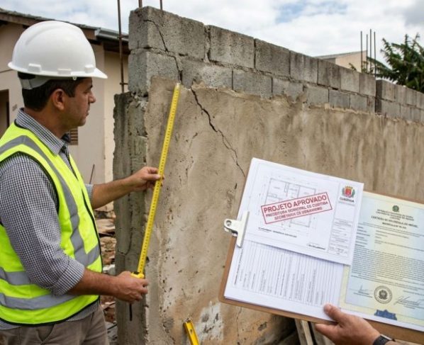 Família viaja por alguns dias e, ao voltar, descobre que vizinho aumentou a altura do muro compartilhado sem avisar, moradores questionam se alteração pode permanecer