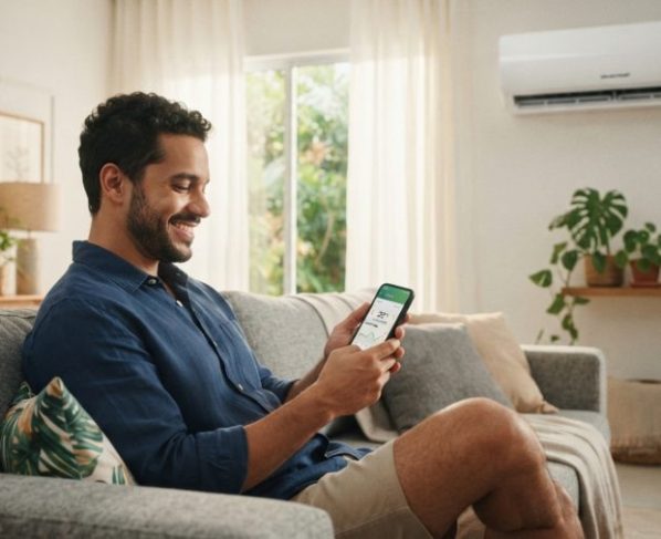Jovem compra ar-condicionado Inverter com Wi-Fi, descobre função oculta no aplicativo que reduz o consumo na conta de luz em R$ 80 mensais