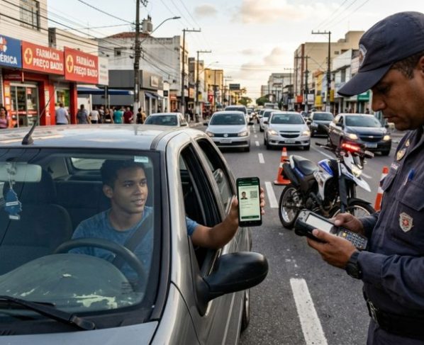 Jovem é parado na blitz, apresenta a Permissão para Dirigir pelo celular e agente verifica uma infração, condutor teme perder o direito à CNH definitiva
