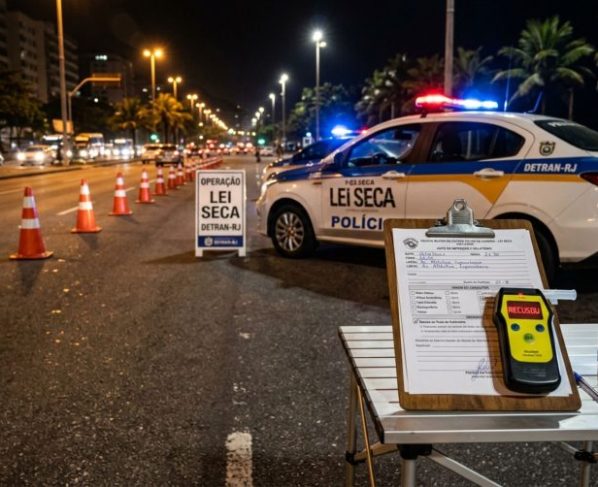 Motorista é parado em blitz, agente solicita teste do bafômetro, condutor se recusa e apresenta sinais registrados pela fiscalização, ele acredita que, sem soprar não pode haver outra prova, e agentes explicam o que pode ser considerado