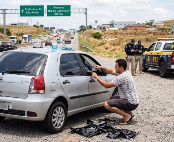 Motorista gasta R$ 1.500 para instalar insulfilm escuro antivandalismo no carro novo e é notificado pela polícia a arrancar a película na rodovia sob pena de ter o veículo retido