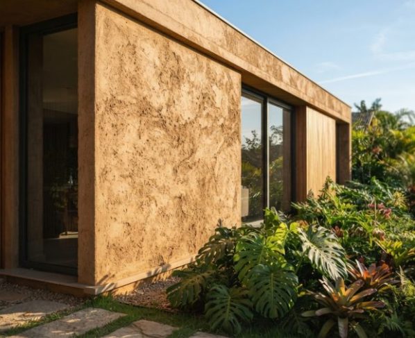 Nem tijolinho aparente, nem pintura lisa: a textura rústica sustentável que está dominando as fachadas modernas em 2026