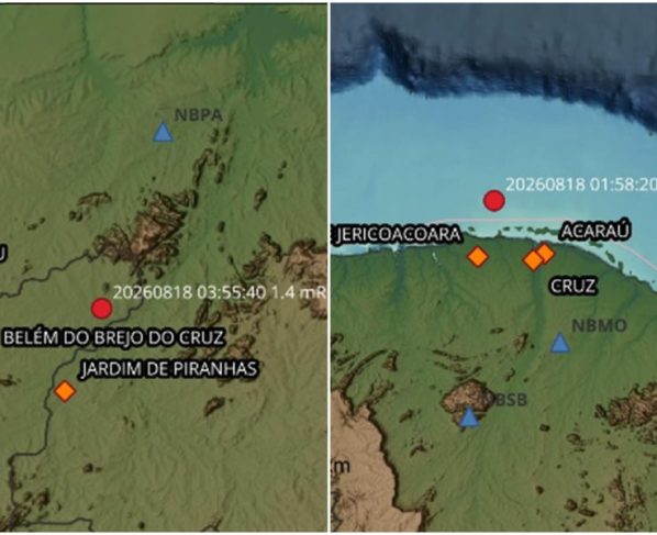 Tremores de terra são registrados na Paraíba e na Margem Equatorial