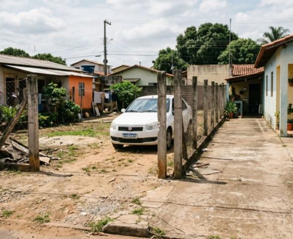 Família volta de viagem e descobre que vizinho retirou cerca divisória para facilitar entrada de carros no seu terreno, proprietários exigem que fechamento seja recolocado