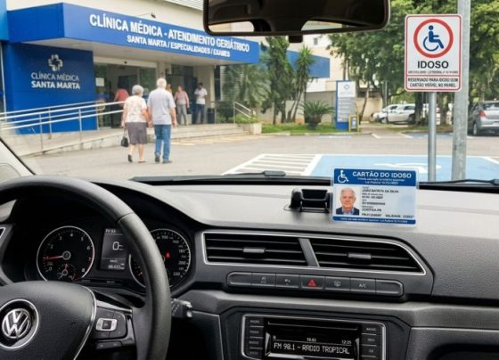 Filho usa a credencial de estacionamento do pai idoso para parar mais perto da entrada, mas descobre que a vaga é vinculada ao transporte do beneficiário