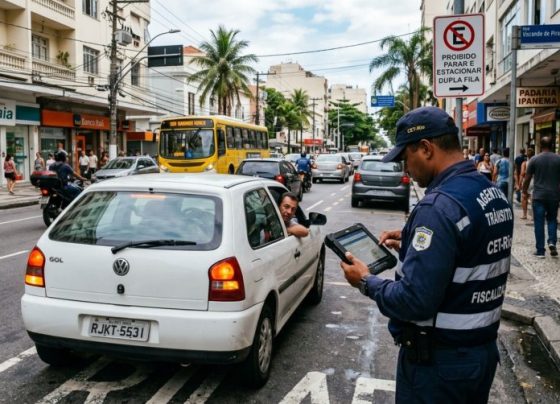 Motorista é multado por parar em fila dupla com o pisca-alerta ligado por poucos minutos e descobre que a luz não transforma local proibido em estacionamento permitido
