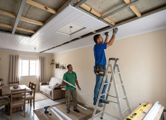 Sem refazer o teto nem enfrentar uma obra cheia de poeira: uma forma de mudar o ambiente usando réguas de PVC ou painéis de acabamento