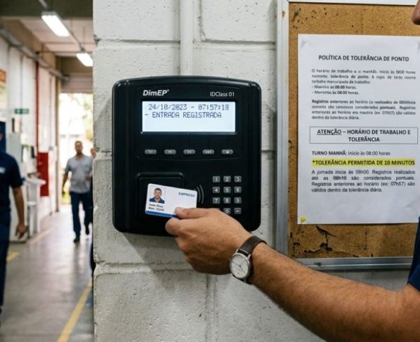 Trabalhador chega alguns minutos mais cedo todos os dias e, ao conferir o espelho, percebe que parte do tempo não entrou na jornada, RH fala em tolerância e ele descobre que existe limite para pequenas variações do ponto