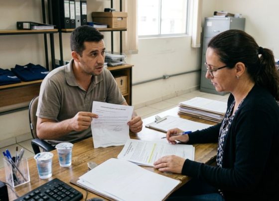Funcionário entrega o uniforme no último dia de trabalho, encontra uma cobrança pelas peças no acerto da rescisão e procura o departamento pessoal, mas o recibo assinado pelo supervisor mostra que a devolução ocorreu antes do desligamento