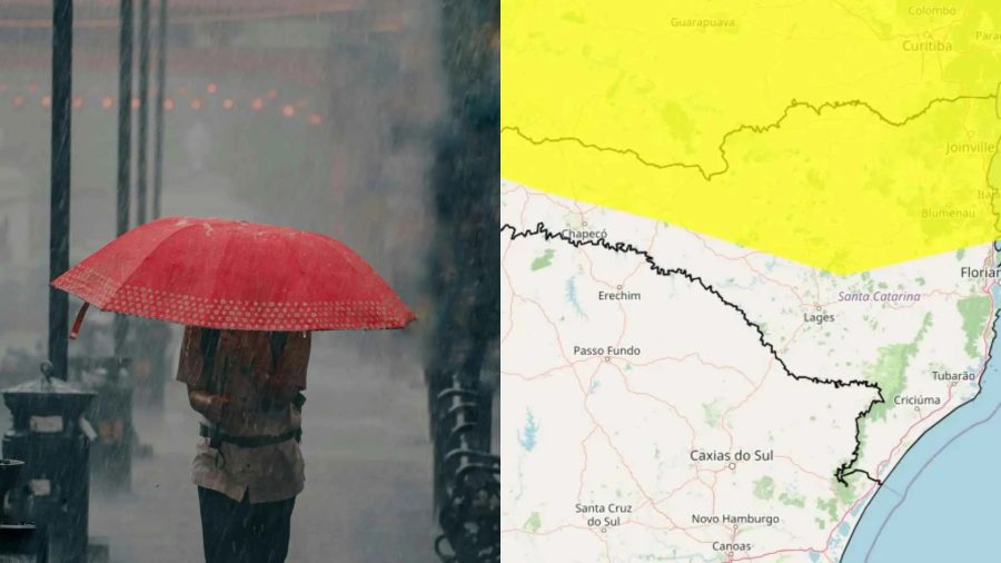 Inmet emite alerta de chuva intensa para SC nesta quinta-feira; veja as regiões atingidas