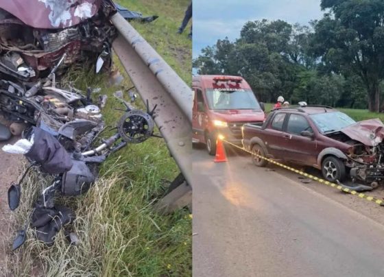 Jovem de 23 anos morre após carro invadir a pista contrária e bater de frente em moto em rodovia de SC