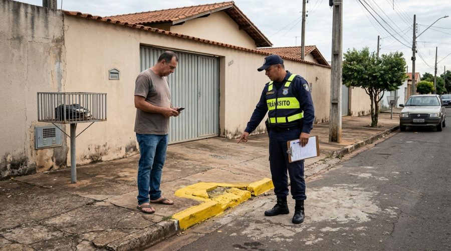 Morador pinta o meio-fio em frente à própria casa para impedir que desconhecidos estacionem no local e descobre que a sinalização feita por conta própria não tem o mesmo valor da regulamentação oficial