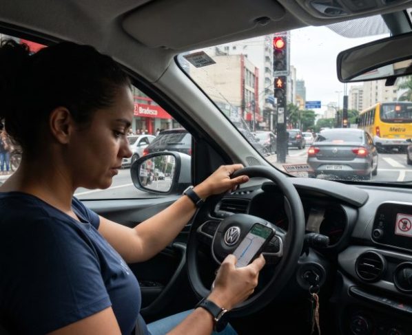 Motorista para no sinal vermelho, pega o celular apenas para trocar a música no aplicativo e é multado por um agente de trânsito escondido na esquina