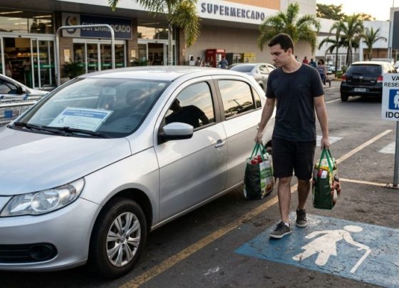 Neto pega o carro da avó para fazer compras, estaciona em uma vaga para idosos e descobre que a credencial dela não pode ser utilizada quando a beneficiária não está presente