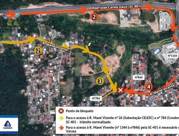 Obras de esgotamento sanitário alteram o trânsito no Bairro Monte Verde em Florianópolis
