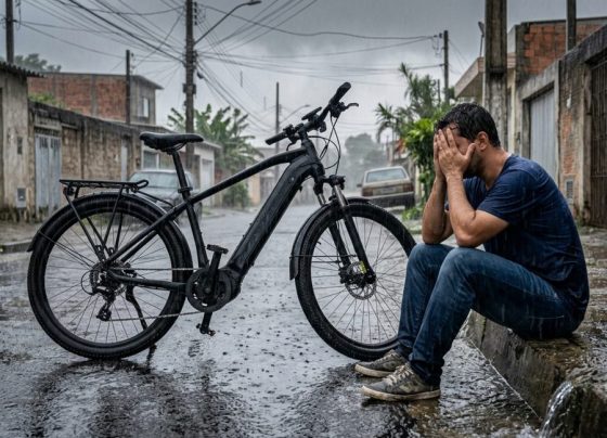 Trabalhador compra bicicleta elétrica de R$ 8.500 em 24 parcelas de R$ 465 para deixar de gastar com gasolina e na primeira chuva forte, o sistema elétrico para de funcionar e transforma a economia em prejuízo